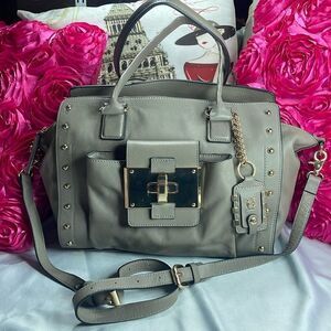 Oh by Joy Gryson Greige Leather Handbag has a beige lining